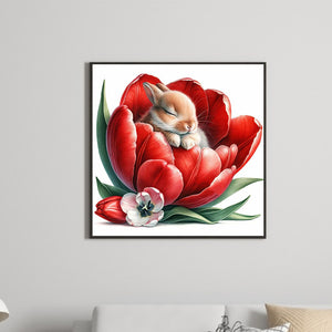 Budding Rabbit 30*30CM (canvas) Full Round Drill Diamond Painting