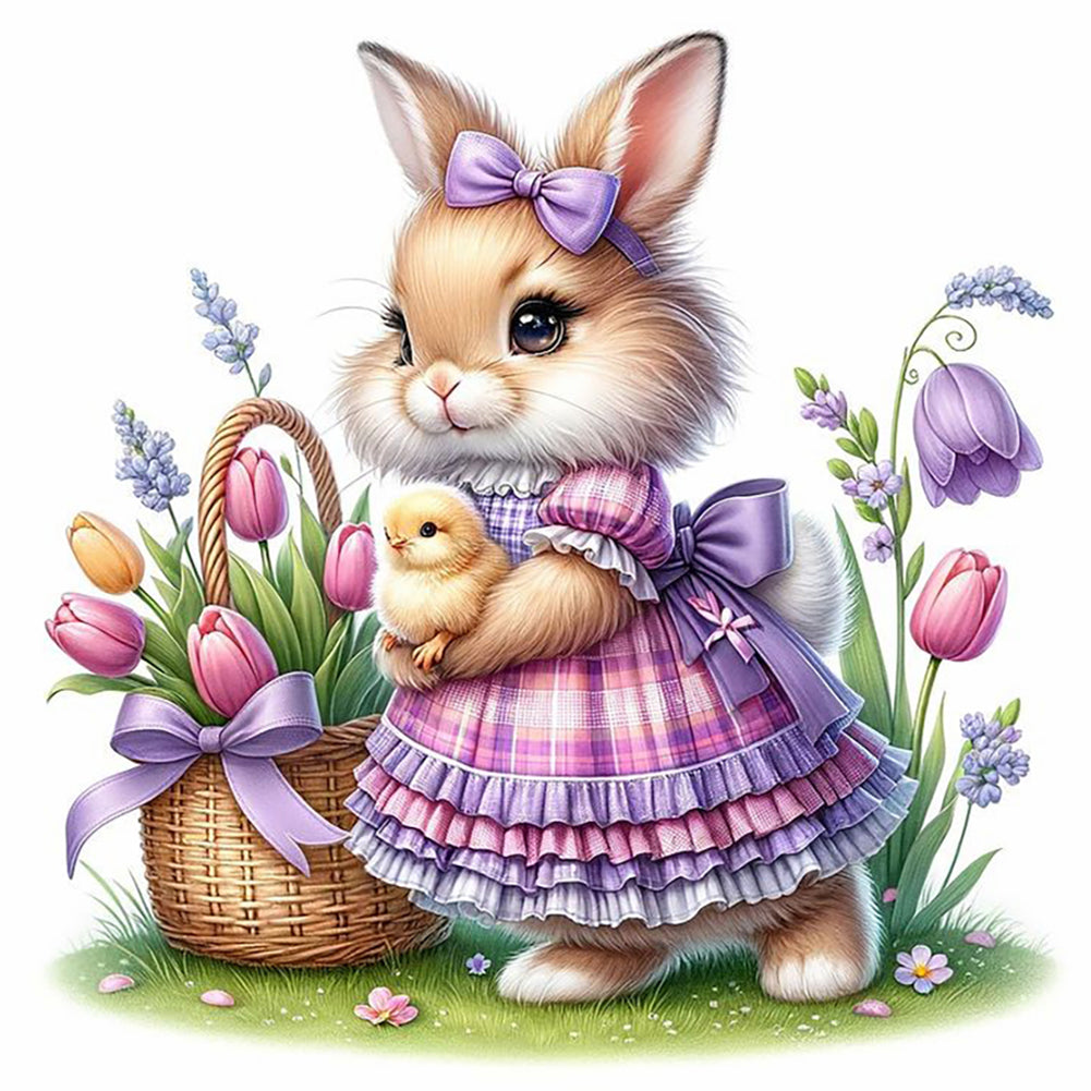 Cartoon Bunny 30*30CM (canvas) Full Round Drill Diamond Painting