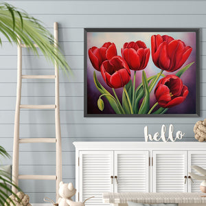 Tulip 40*30CM (canvas) Full Round Drill Diamond Painting