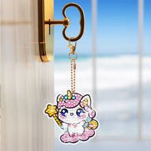 Load image into Gallery viewer, 8 Pcs Double Side Full Drill Diamond Painting Art Keychain Kit (Unicorn Donut)
