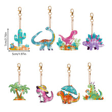 Load image into Gallery viewer, 8 Pcs Double Side Full Drill Diamond Painting Art Keychain Kit (Desert Dinosaur)
