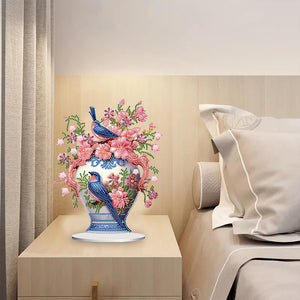 Acrylic Bird Flower Vase Desktop Diamond Painting Art Kits for Home Office Decor