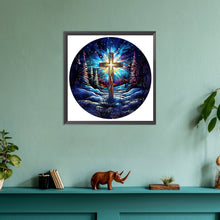 Load image into Gallery viewer, Cross Aurora Landscape Glass Painting 30*30CM (canvas) Full Round Drill Diamond Painting
