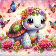 Load image into Gallery viewer, Butterfly And Cute Little Tortoise 30*30CM (canvas) Full Round Drill Diamond Painting
