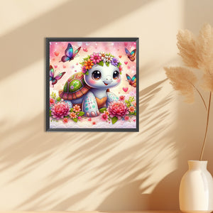 Butterfly And Cute Little Tortoise 30*30CM (canvas) Full Round Drill Diamond Painting