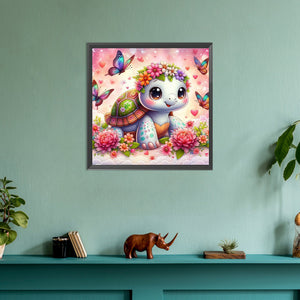 Butterfly And Cute Little Tortoise 30*30CM (canvas) Full Round Drill Diamond Painting
