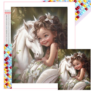 Little Girl And Horse 40*50CM (canvas) Full Square Drill Diamond Painting