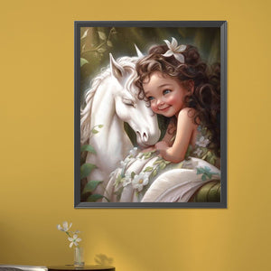 Little Girl And Horse 40*50CM (canvas) Full Square Drill Diamond Painting