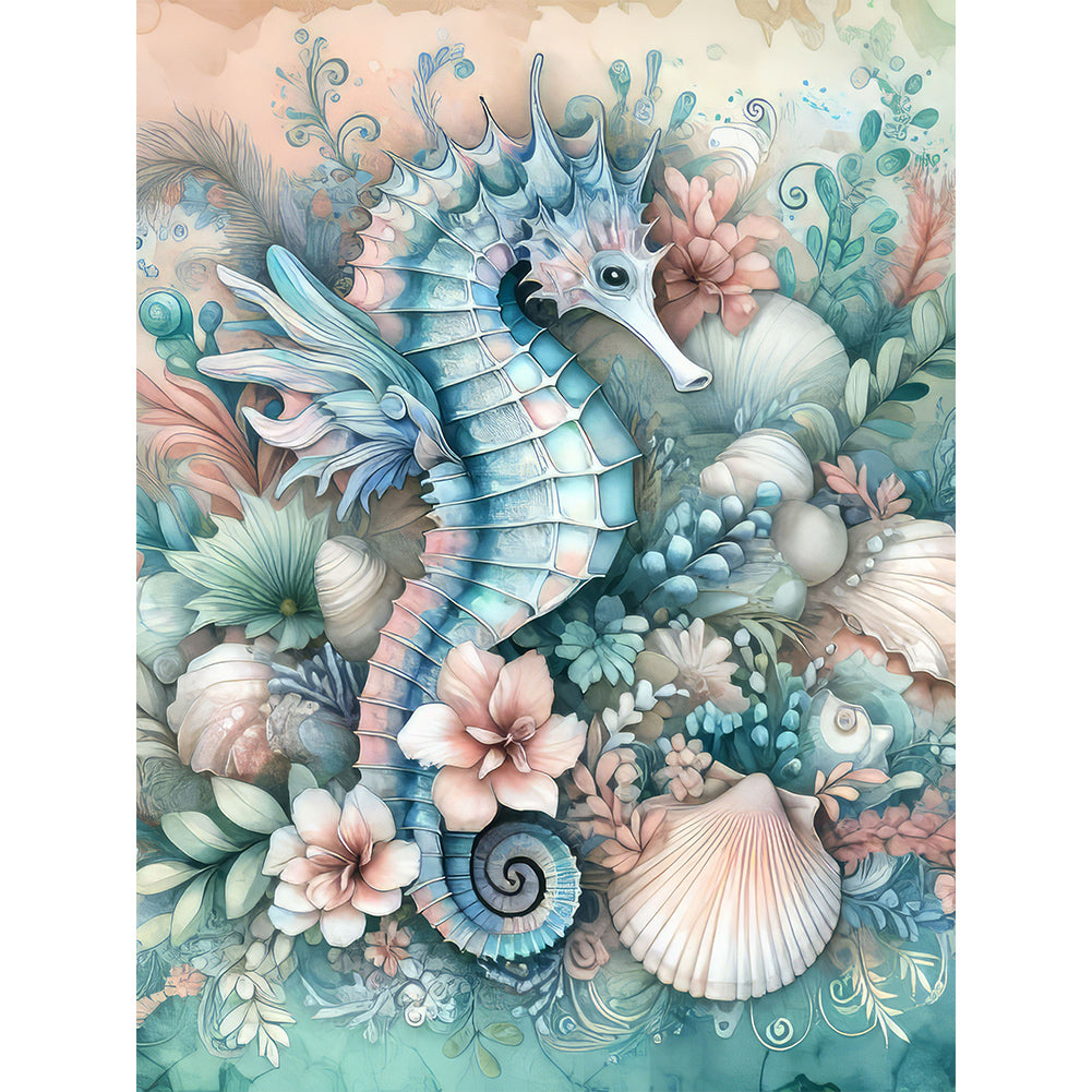 Flowers Seahorse 30*40CM (canvas) Full Round Drill Diamond Painting