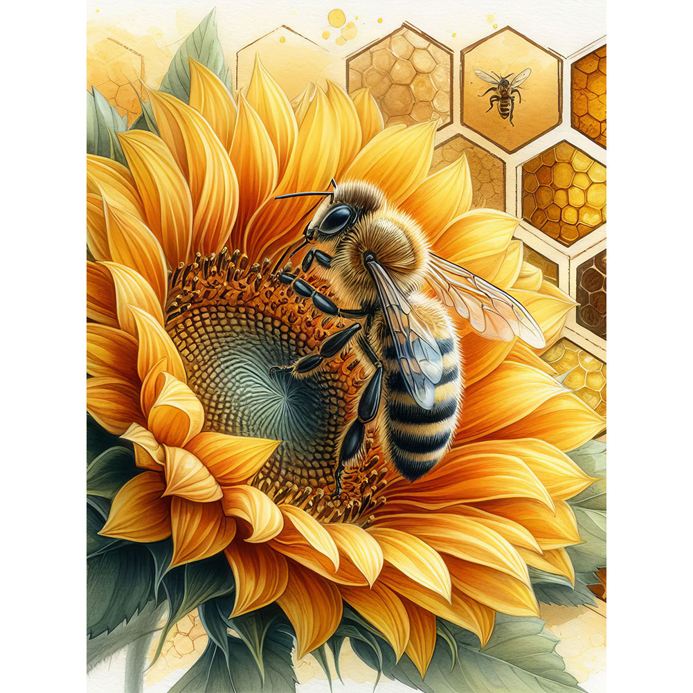 Flower Bee 30*40CM (canvas) Full Round Drill Diamond Painting