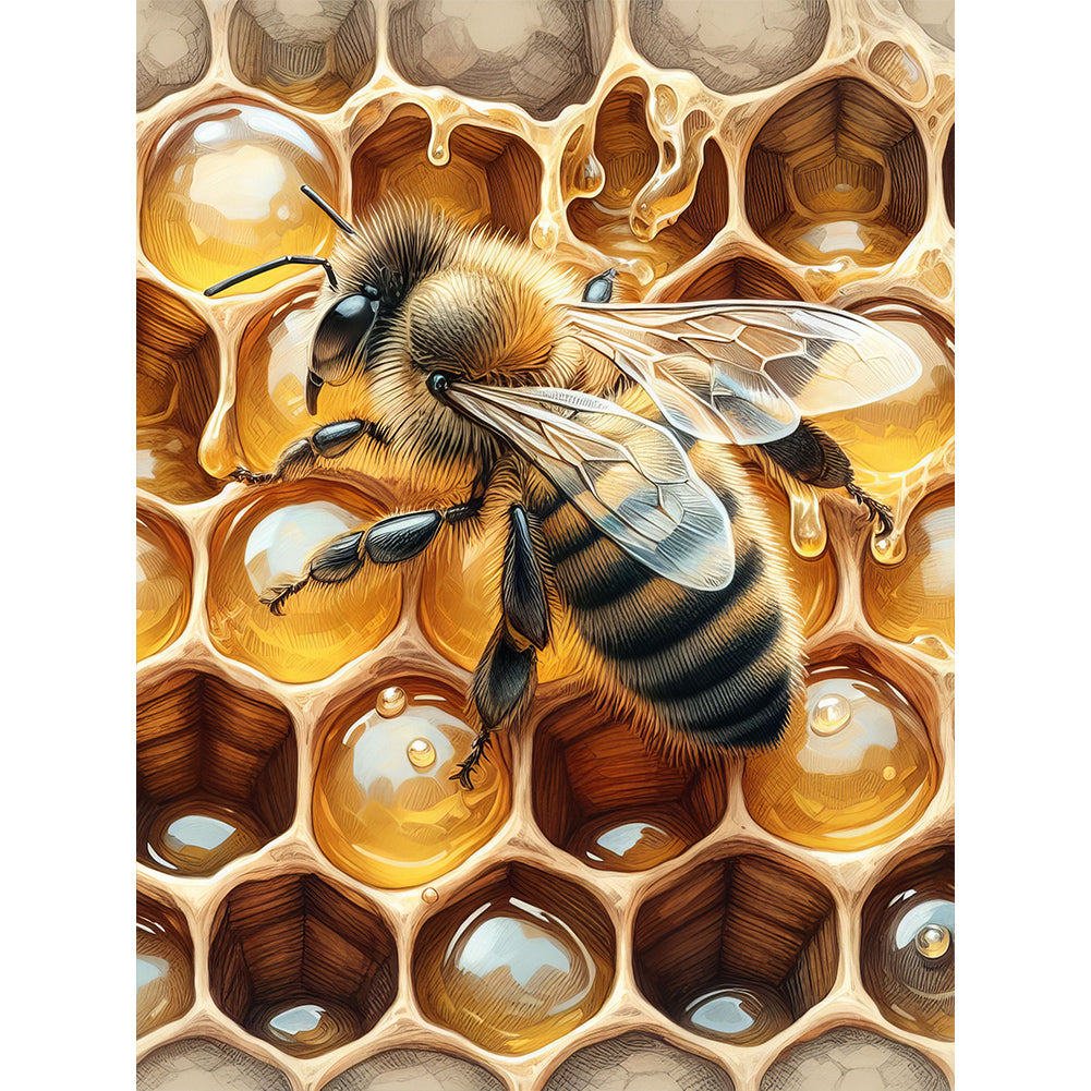 Flower Bee 30*40CM (canvas) Full Round Drill Diamond Painting