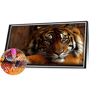 Tiger 50*30CM (canvas) Full Round Drill Diamond Painting