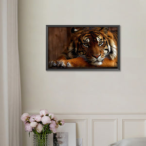 Tiger 50*30CM (canvas) Full Round Drill Diamond Painting