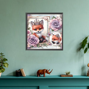 Rose Fox 30*30CM (canvas) Full Round Drill Diamond Painting