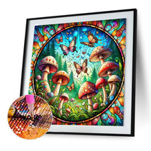 Load image into Gallery viewer, Glass Painting Butterfly Mushroom 30*30CM (canvas) Full Round Drill Diamond Painting

