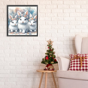 Three Rabbits 30*30CM (canvas) Full Round Drill Diamond Painting