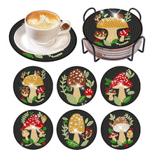 Load image into Gallery viewer, 6Pcs Diamond Art Coaster Diamond Art Painting Coaster Kit with Holder (Mushroom)
