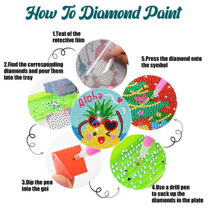 8 Pcs Diamond Art Coaster Diamond Art Painting Coaster Kit with Holder (Summer)