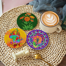 Load image into Gallery viewer, 8Pcs Diamond Art Painting Coasters Craft Kit with Holder for Gift (Color Flower)
