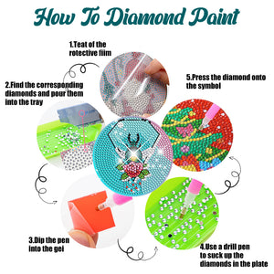 8Pcs Diamond Art Painting Coasters Craft Kit with Holder for Gift (Color Flower)