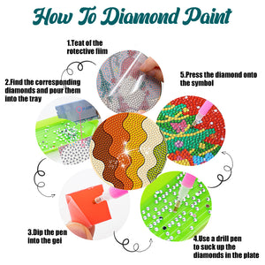 8Pcs Diamond Art Painting Coasters Craft Kit with Holder for Gift (Fractal Art)