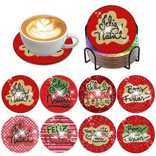 Load image into Gallery viewer, 8Pcs Diamond Art Painting Coasters Craft Kit with Holder for Gift (Red English)
