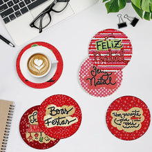 Load image into Gallery viewer, 8Pcs Diamond Art Painting Coasters Craft Kit with Holder for Gift (Red English)
