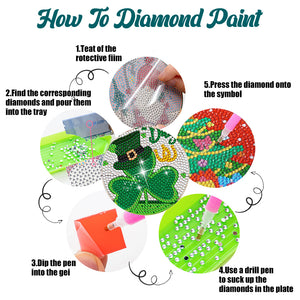 6Pcs Diamond Art Painting Coasters Craft Kit with Holder for Gift (Easter Egg)