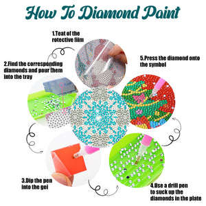 8Pcs DIY Diamond Art Painting Coasters Craft Kit with Holder (Crushed Flower)