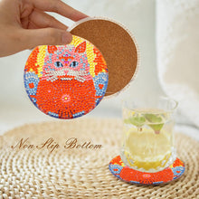 Load image into Gallery viewer, 8Pcs DIY Diamond Art Painting Coasters Craft Kit with Holder (Passionate Cat)
