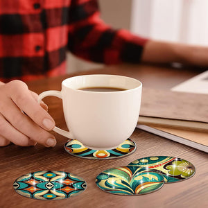 8Pcs Diamond Art Coaster Diamond Painting Coaster with Holder (Marigold Pattern)