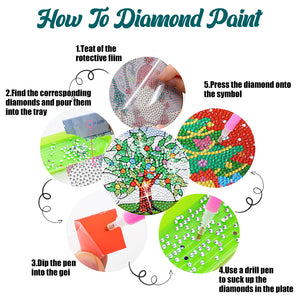 8 Pcs Diamond Art Coasters Diamond Art Coasters Crafts for Gifts (Colorful Tree)