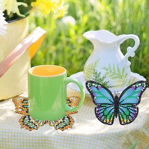 10 Pcs Butterfly Special Shaped DIY Diamond Art Coasters Kit Crafts with Holder