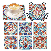 Load image into Gallery viewer, 6 Pcs Square Flower Diamond Art Coasters Diamond Art Coasters Crafts with Holder
