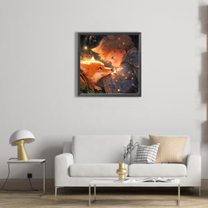 Little Boy And Fox 40*40CM (canvas) Full Square Drill Diamond Painting
