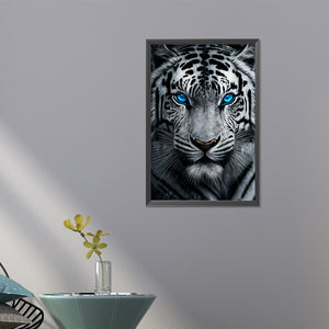 White Tiger With Blue Eyes 40*60CM (canvas) Full AB Round Drill Diamond Painting