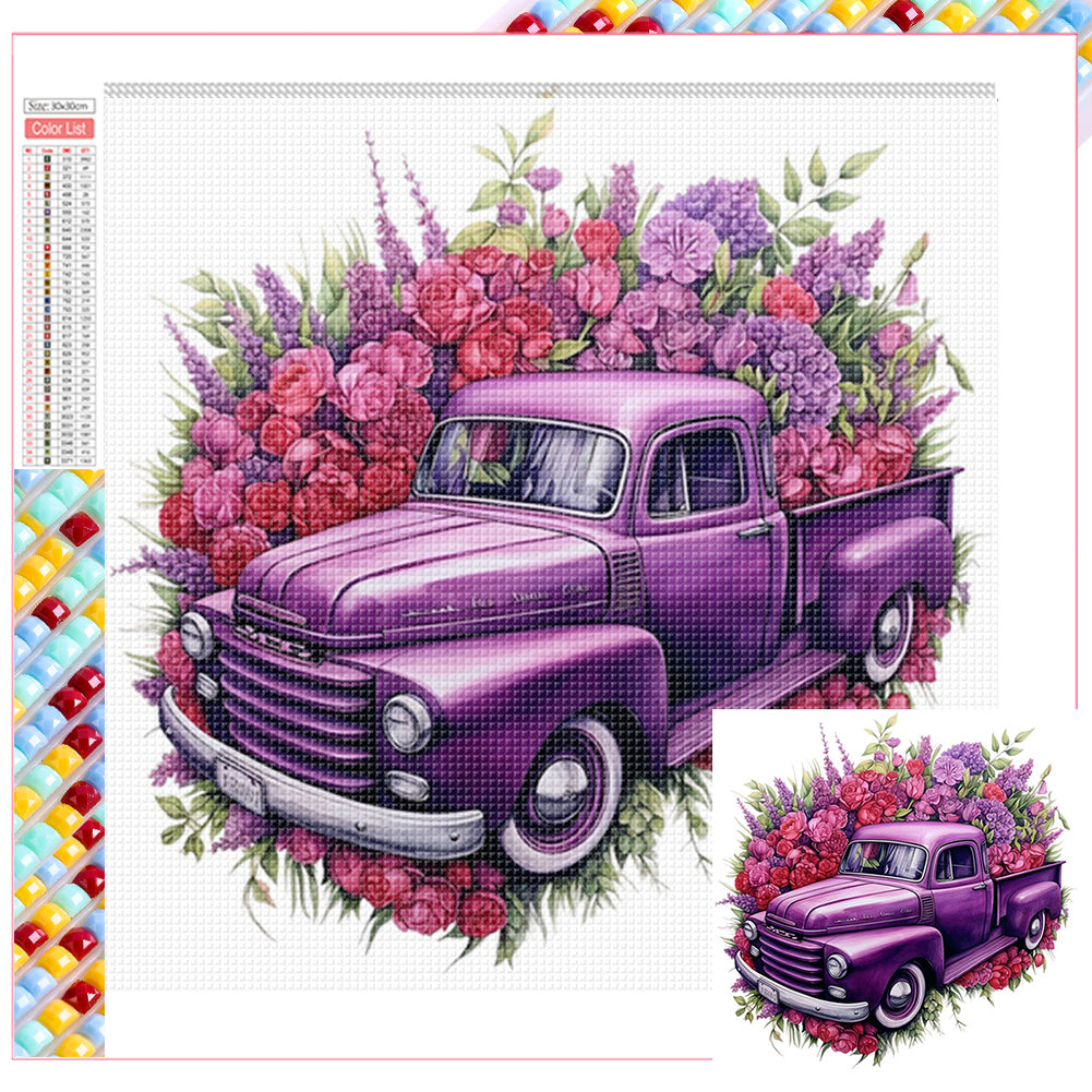 Purple Truck 30*30CM (canvas) Full Square Drill Diamond Painting