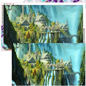 Mountain Castle 95*55CM (canvas) Full Round Drill Diamond Painting