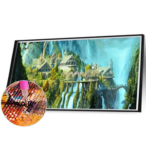 Mountain Castle 95*55CM (canvas) Full Round Drill Diamond Painting