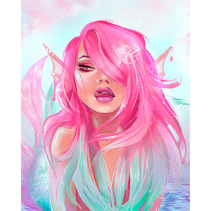 Painted Pink Mermaid 40*50CM (canvas) Full Square Drill Diamond Painting