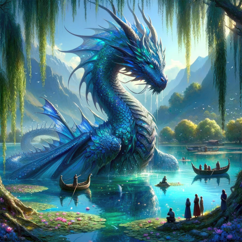 Blue Dragon 40*40CM (canvas) Full Round Drill Diamond Painting