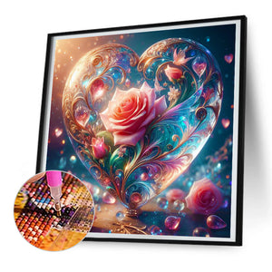 Love Glass And Rose 30*30CM (canvas) Full Round Drill Diamond Painting