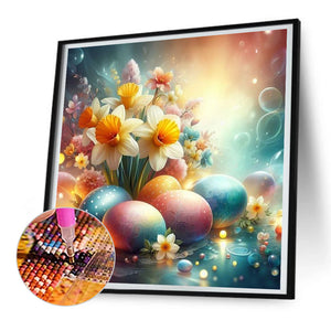 Easter Eggs With Daffodils 30*30CM (canvas) Full Round Drill Diamond Painting