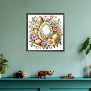 Easter Eggs Among Flowers 30*30CM (canvas) Full Round Drill Diamond Painting