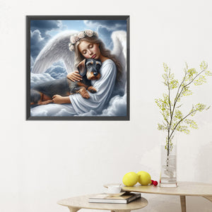 Angel And Dog 30*30CM (canvas) Full Round Drill Diamond Painting