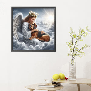 Angel And Dog 30*30CM (canvas) Full Round Drill Diamond Painting