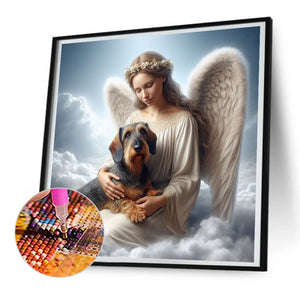 Angel And Dog 30*30CM (canvas) Full Round Drill Diamond Painting