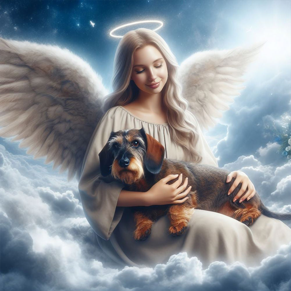 Angel And Dog 30*30CM (canvas) Full Round Drill Diamond Painting