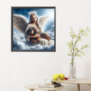 Angel And Dog 30*30CM (canvas) Full Round Drill Diamond Painting
