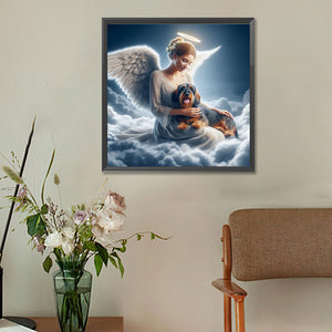 Angel And Dog 30*30CM (canvas) Full Round Drill Diamond Painting